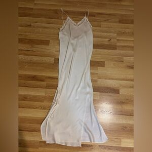 Cream Satin Lace Night Gown Slip Dress